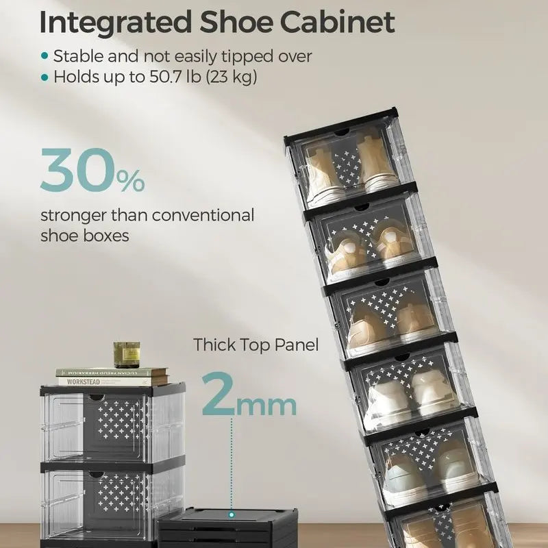 SONGMICS Collapsible Shoe Boxes - Foldable Organizer for Size 13