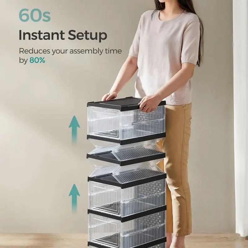 SONGMICS Collapsible Shoe Boxes - Foldable Organizer for Size 13